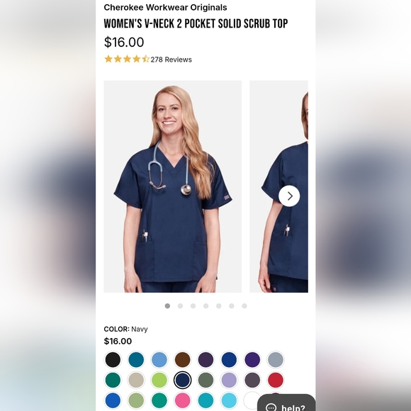 NWT Cherokee Workwear Women's V-Neck Scrub Tops (See Description for Size/Color) - Picture 2 of 13